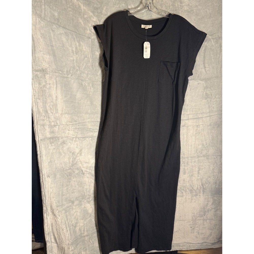 Studio B by Bobeau Women‎ Black Pocket Slit Tee Dress XL New NWT